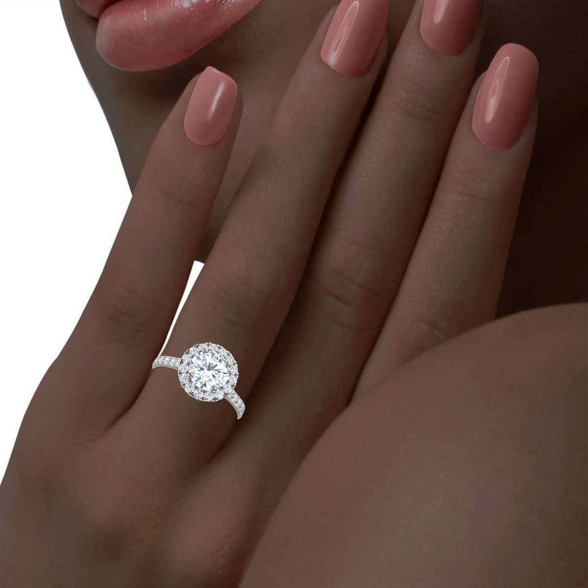 14K White Gold Remy Delicate Halo Lab Grown Diamond Ring (2/5 ct. tw)
